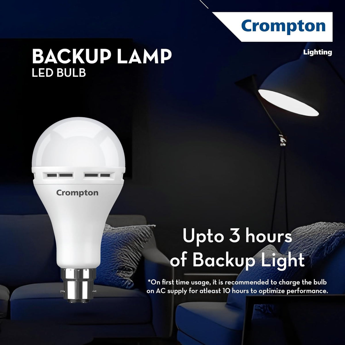 Crompton 20W Emergency LED Bulb B22 | 3-Step Dimming, Pack of 1