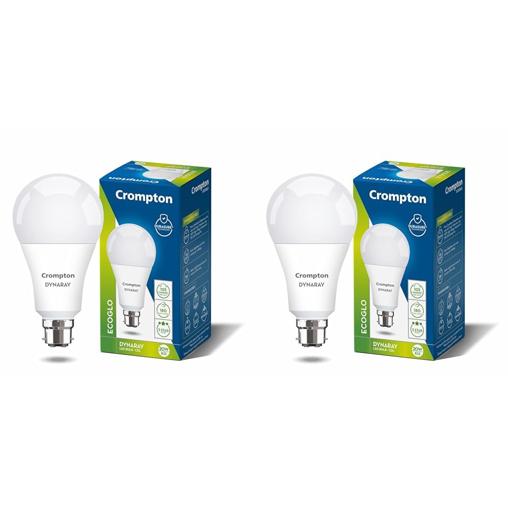 Crompton 20 W Standard B22 LED Bulb (White) (Pack of 2)