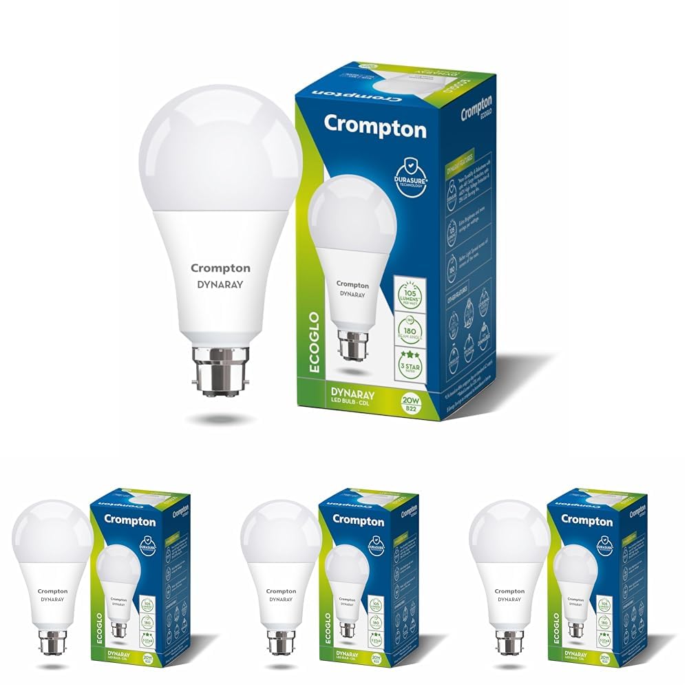 Crompton 20 W Standard B22 LED Bulb (White) (Pack of 4)