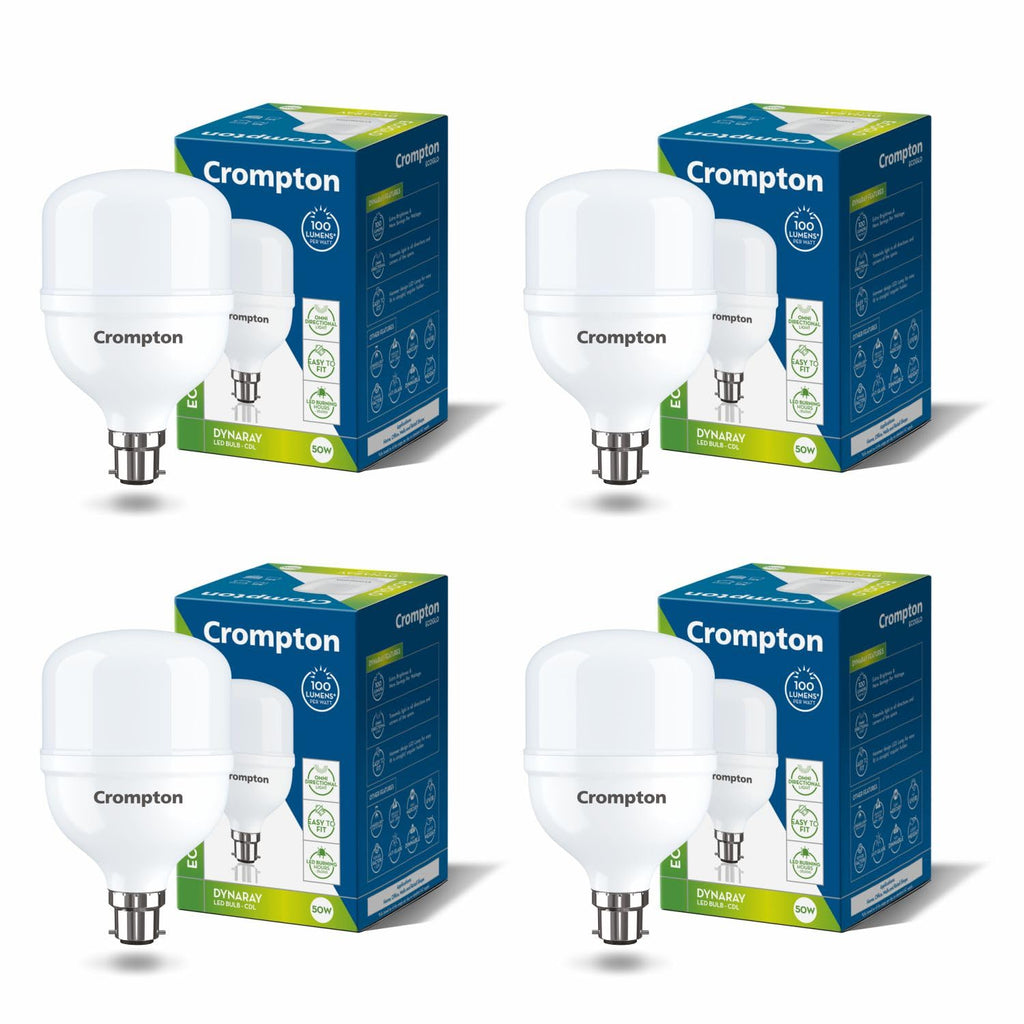 Crompton 50W LED Bulb B22 | Anti-Glare, Cool White, Pack of 4