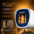 Crompton Amica Pro 25L | Free Installation | 5‑Star Storage Water Heater (Geyser) | Glassline Tank for Hard Water | 8 Bar High‑Rise Pressure | 5‑Level Safety | Rust‑Proof Body | 2kW Fast Heating