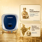 Crompton Amica Pro 25L | Free Installation | 5‑Star Storage Water Heater (Geyser) | Glassline Tank for Hard Water | 8 Bar High‑Rise Pressure | 5‑Level Safety | Rust‑Proof Body | 2kW Fast Heating