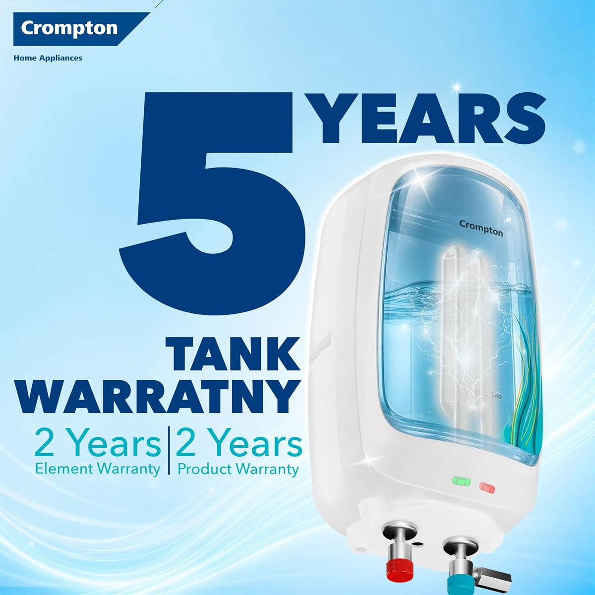 Crompton Arno Neo 3 Litre Instant Water Heater | 3 kW Heating Element | Food Grade SS Tank | 6 Bar Pressure Rated | Advanced 3-Level Safety | 5 Years Tank Warranty