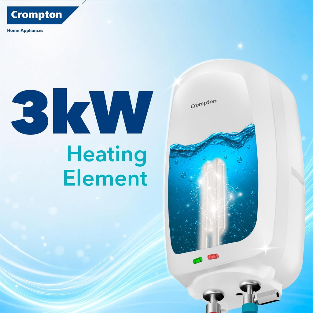 Crompton Arno Neo 5 Litre Instant Water Heater | 3 kW Heating Element | Food Grade SS Tank | 6 Bar Pressure Rated | Advanced 3-Level Safety | 5 Years Tank Warranty