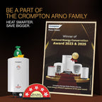 Crompton Arno Plus 10L 5‑Star Storage Water Heater | Anti‑Scale Technology for Hard Water up to 2000 ppm | 8 Bar High‑Rise Pressure | 5‑Level Safety | Free Installation & Pipes | 8 Year Tank warranty