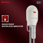 Havells Zeta 1500 watt Immersion Heater | ISI Mark Heavy Duty 3 Pin Moulded Plug, Touch Protection Cover | Waterproof, Heating Indicator, Nickel Plating, Warranty: 2 Year comprehensive |(Grey) Plastic