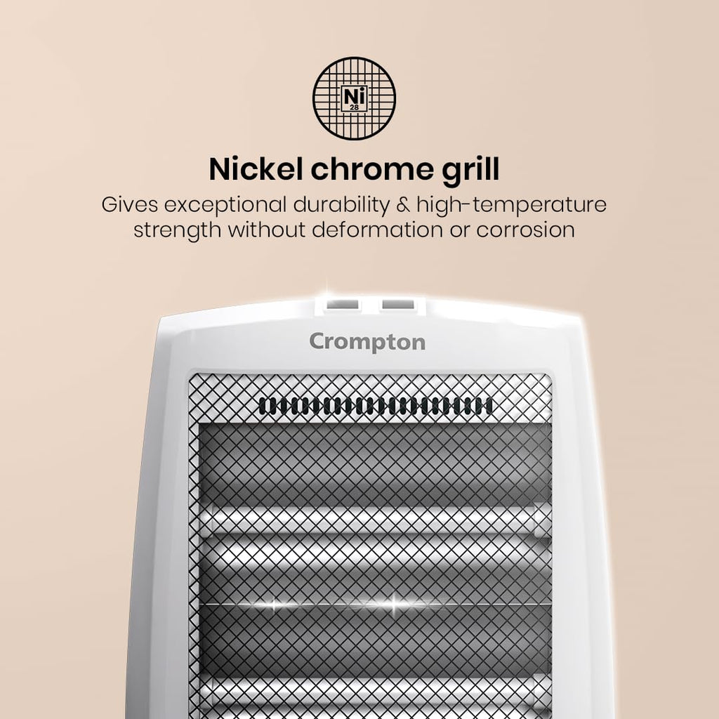 Crompton Comfy Plus 800 Watt Quartz Room Heater with 2 Heat Setting | Handle to carry | Neon Lamp indicator