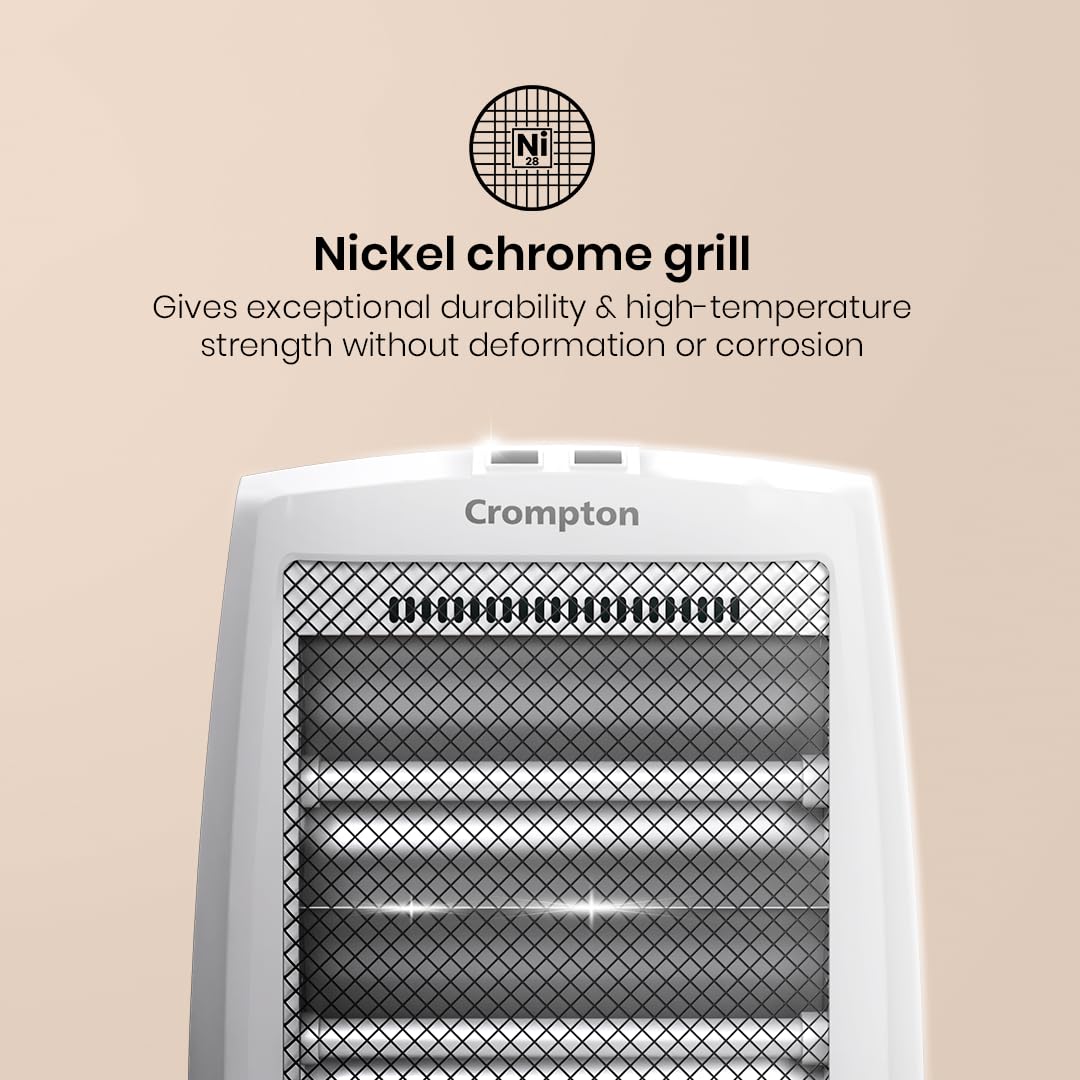 Crompton Comfy Plus 800 Watt Quartz Room Heater with 2 Heat Setting | Handle to carry | Neon Lamp indicator