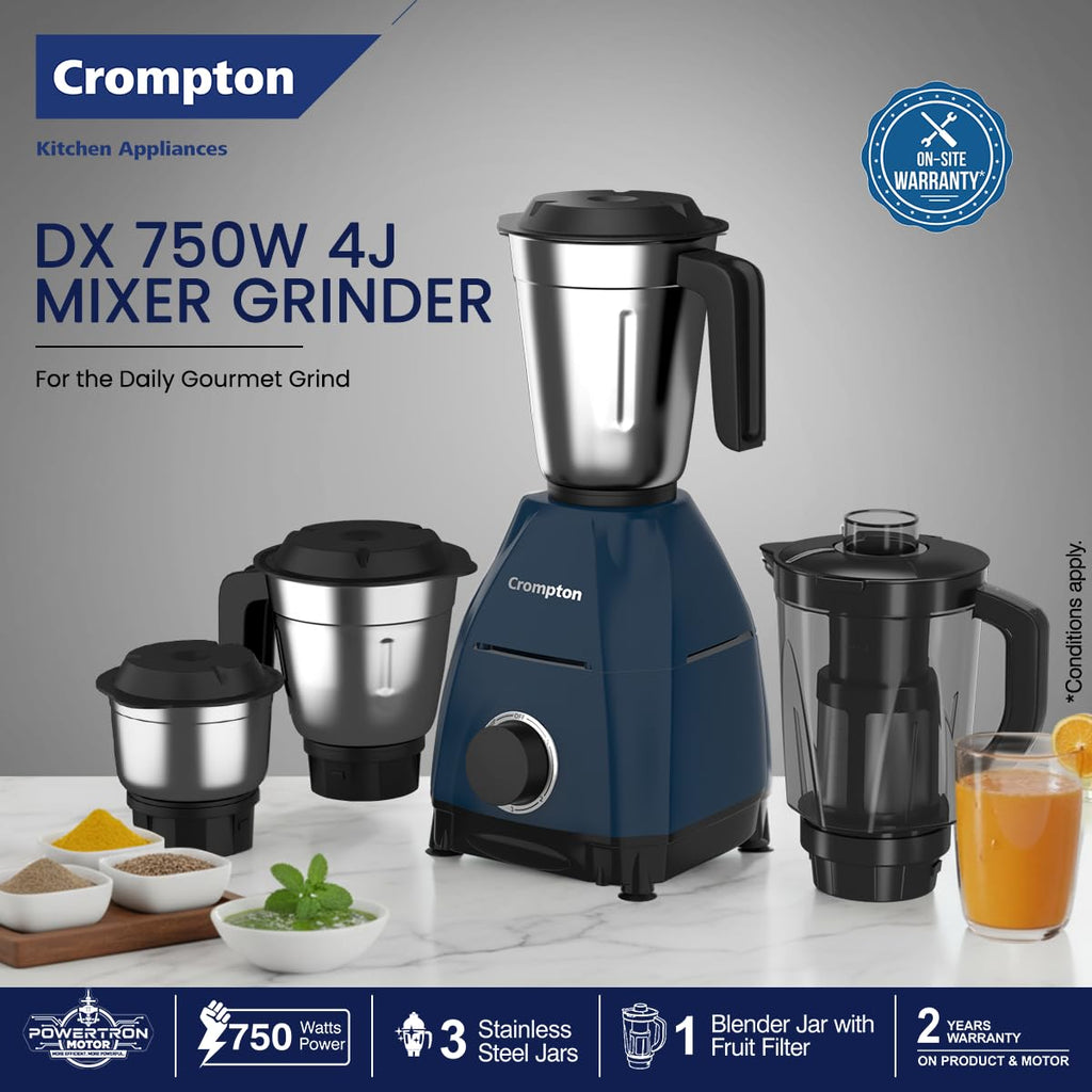 Crompton DX 750W Mixer Grinder with 4 JarsCrompton DX 750W Mixer Grinder with 4 Jars