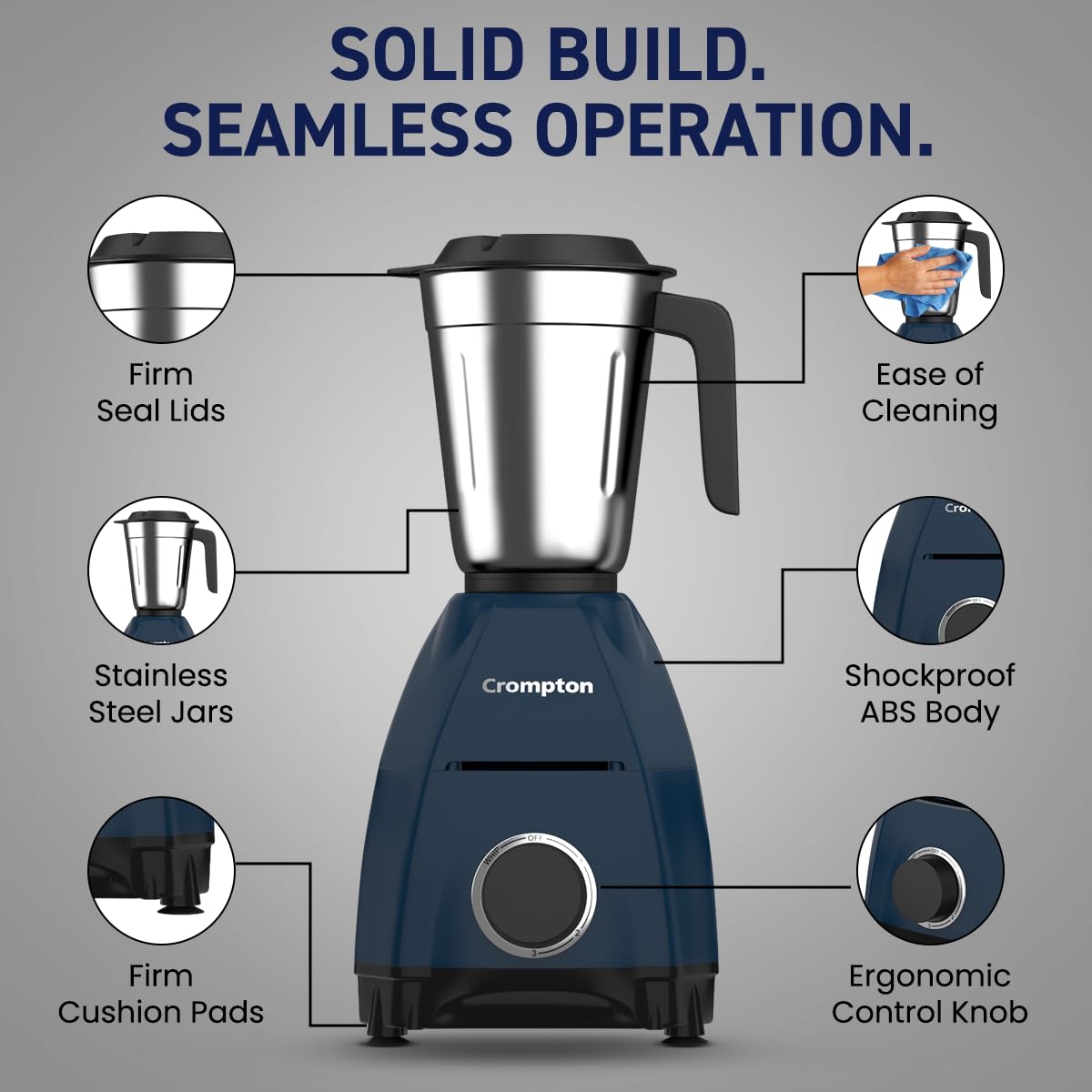 Crompton DX 750W Mixer Grinder with 4 JarsCrompton DX 750W Mixer Grinder with 4 Jars