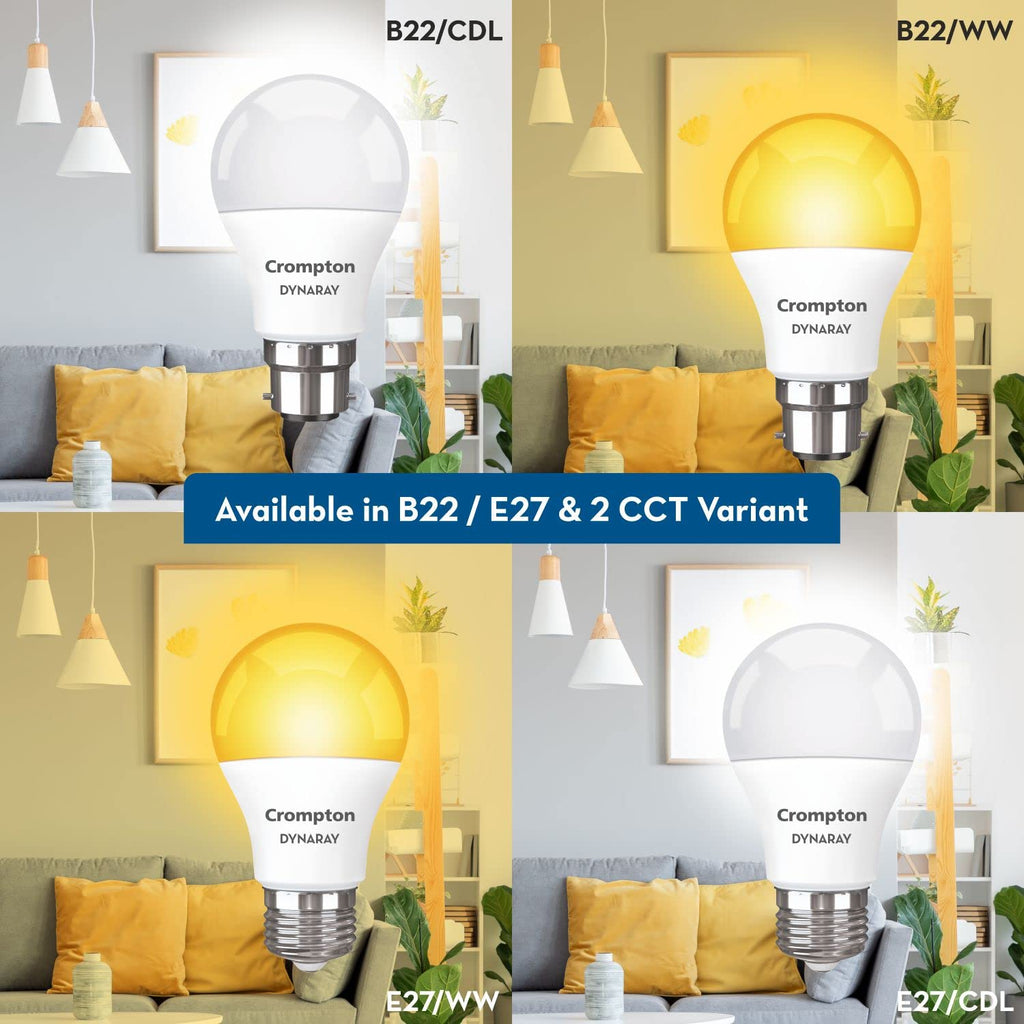 Crompton Dyna Ray 5W Round B22 LED Cool Day Light Pack of 6