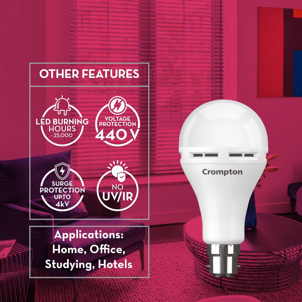 Crompton Emergency 12 W LED Bulb Base B22 Cool Day Light (Pack of 4)