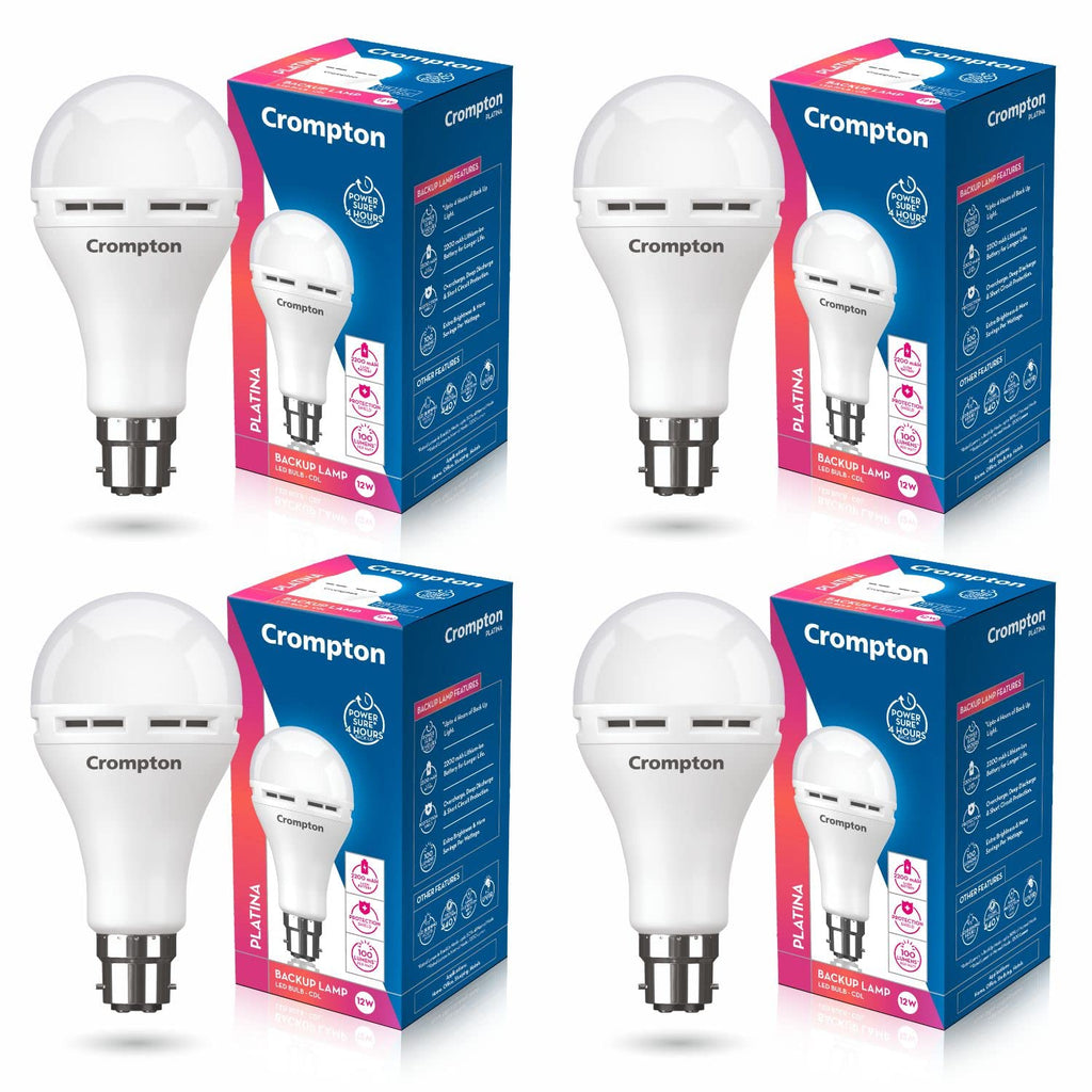Crompton Emergency 12 W LED Bulb Base B22 Cool Day Light (Pack of 4)