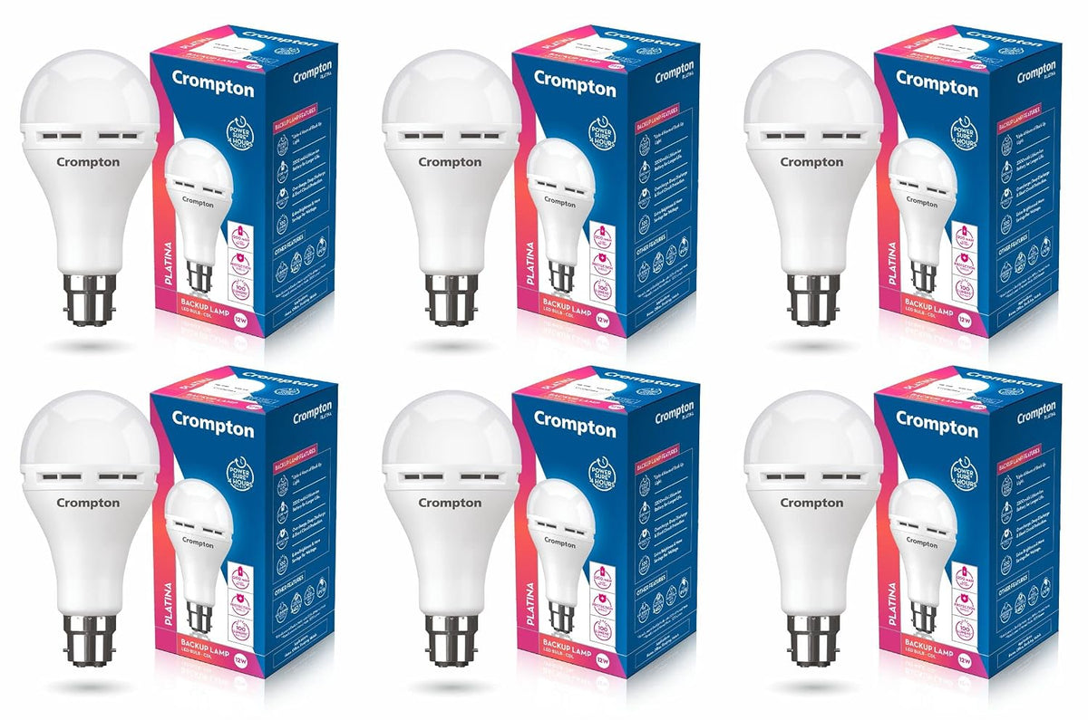 Crompton Emergency 12W LED Bulb Base B22 Cool Day Light (Pack of 6)
