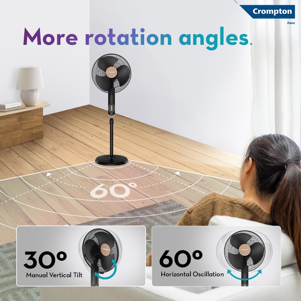 Crompton Highspeed Torpedo EX 400 mm Pedestal Fan | 2100 RPM | Easy Neck Tilt Mechanism | Superior Air Delivery | Smooth Oscillation | 2 Year Warranty | Black Bronze