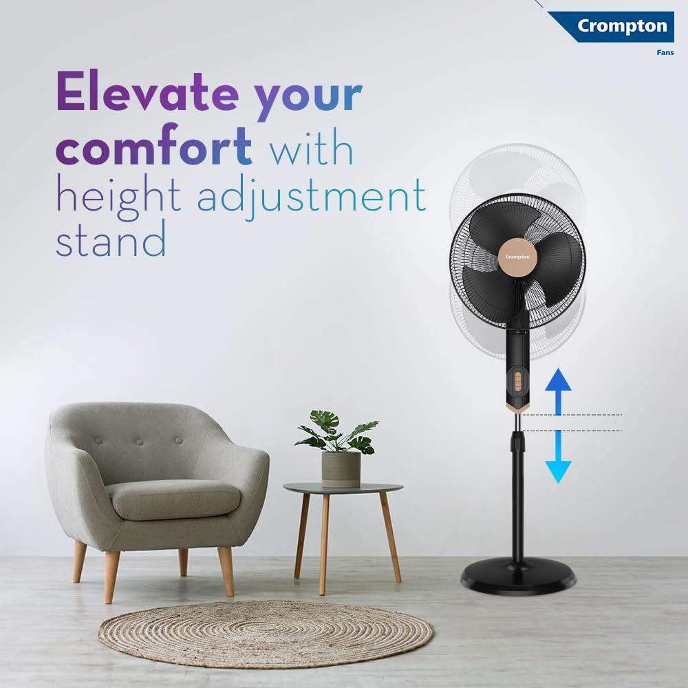 Crompton Highspeed Torpedo EX 400 mm Pedestal Fan | 2100 RPM | Easy Neck Tilt Mechanism | Superior Air Delivery | Smooth Oscillation | 2 Year Warranty | Black Bronze