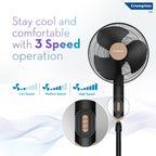 Crompton Highspeed Torpedo EX 400 mm Pedestal Fan | 2100 RPM | Easy Neck Tilt Mechanism | Superior Air Delivery | Smooth Oscillation | 2 Year Warranty | Black Bronze