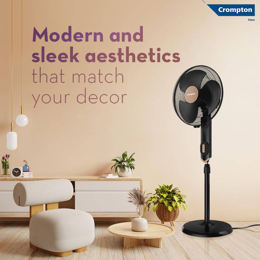 Crompton Highspeed Torpedo EX 400 mm Pedestal Fan | 2100 RPM | Easy Neck Tilt Mechanism | Superior Air Delivery | Smooth Oscillation | 2 Year Warranty | Black Bronze