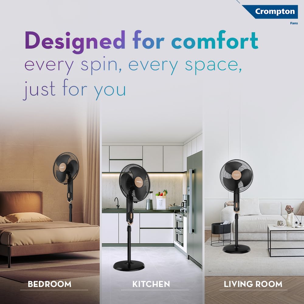 Crompton Highspeed Torpedo EX 400 mm Pedestal Fan | 2100 RPM | Easy Neck Tilt Mechanism | Superior Air Delivery | Smooth Oscillation | 2 Year Warranty | Black Bronze