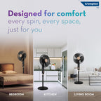 Crompton Highspeed Torpedo EX 400 mm Pedestal Fan | 2100 RPM | Easy Neck Tilt Mechanism | Superior Air Delivery | Smooth Oscillation | 2 Year Warranty | Black Bronze
