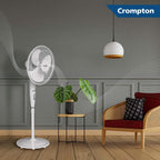 Crompton HighSpeed Torpedo 400 mm Pedestal Fan(KD White)  | Sturdy Base and Thermal Overload Protection for safety and durability | 2 years warranty