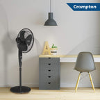 Crompton HighSpeed Torpedo 400 mm Pedestal Fan (Black) – Powerful 2100 RPM, 3-Speed Settings, Wide Oscillation, Thermal Overload Protection, 100% Copper Winding & Sturdy Base with 2-Year Warranty