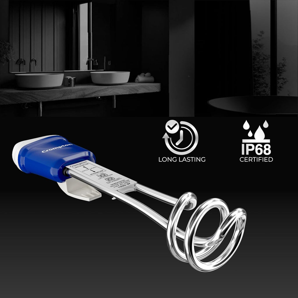Crompton IHL 251 1500-Watt Immersion Water Heater with Copper Heating Element and IP 68 Protection