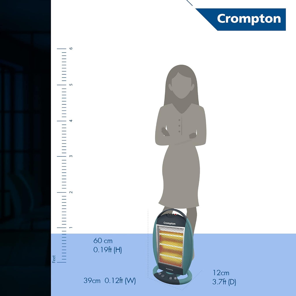 Crompton Insta Cozy 1200 Watt Halogen Room Heater with 3 Heat Settings(Grey Blue)