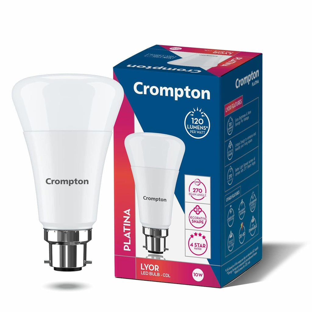 Crompton LED10DFCDLLYOR Round Base B22 LED Bulb (Cool Day Light, 10-Watt)