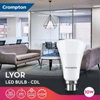 Crompton LED10DFCDLLYOR Round Base B22 LED Bulb (Cool Day Light, 10-Watt)