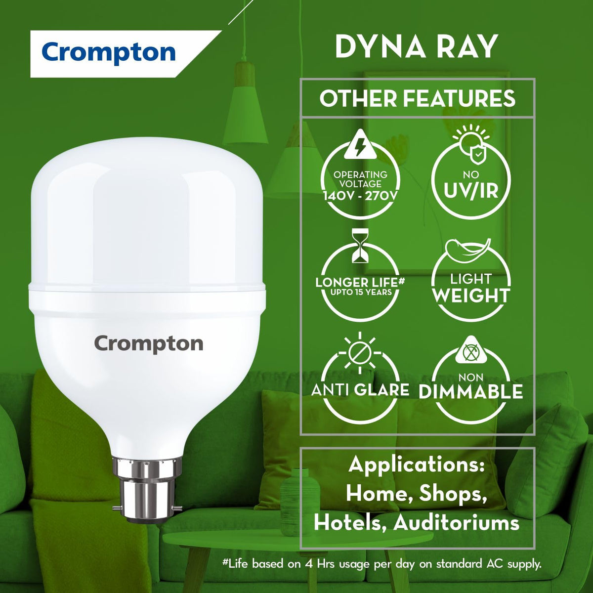 Crompton 50W LED Bulb B22 LED Bulb Combo (Cool Day Light) (Pack of 1, 50)