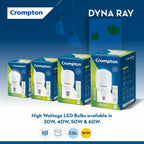 Crompton 50W LED Bulb B22 | Anti-Glare, Cool White, Pack of 4