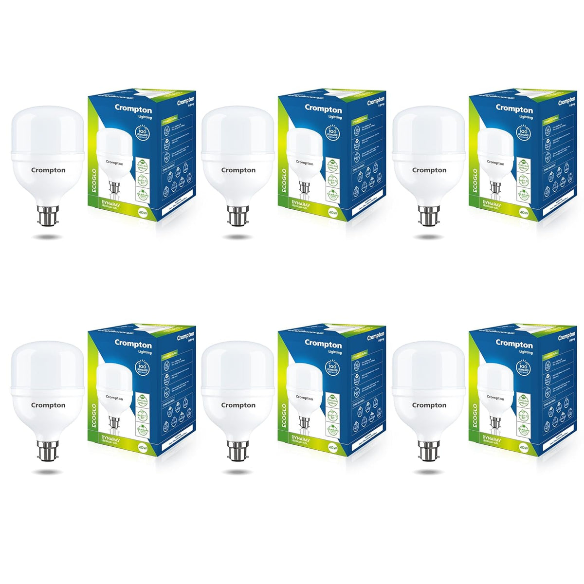 Crompton LED Lamp | 40W | Cool Day Light | B22 Base | 6500 Kelvin | 1 year Warranty | Pack of 6
