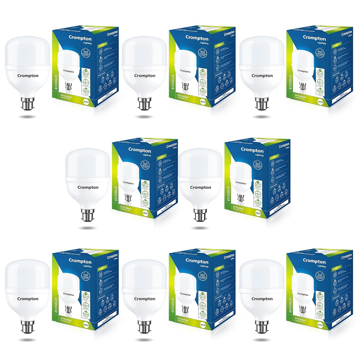Crompton LED Lamp | 40W | Cool Day Light | B22 Base | 6500 Kelvin | 1 year Warranty | Pack of 8