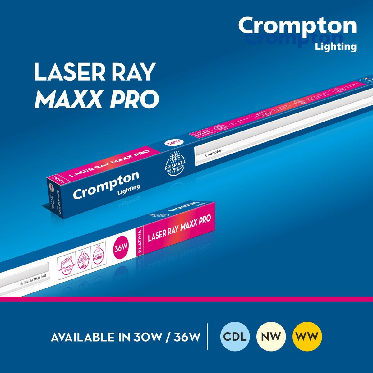 Crompton Laser Ray Maxx Pro 36W LED Batten | Energy Efficient Batten for Home | Cool Daylight | Pack of 6