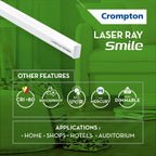 Crompton Laser Ray Smile 20W LED Batten, 4 Feet | 6500K, Pack of 10