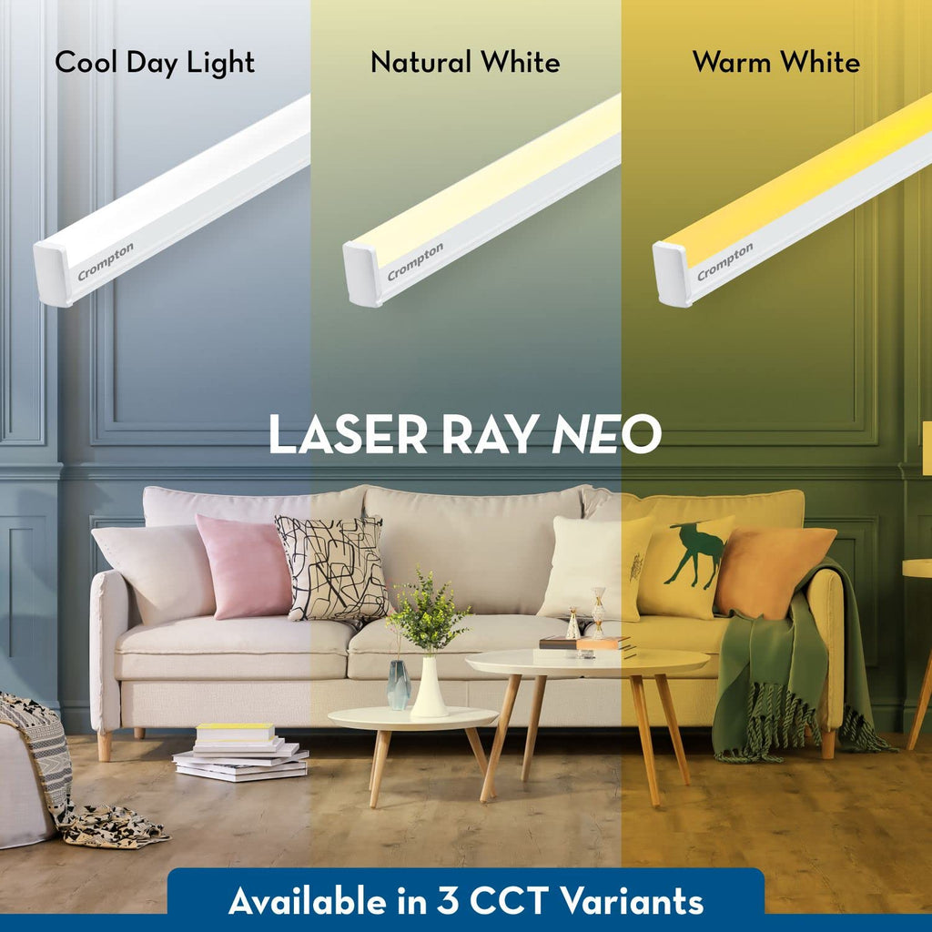 Crompton Laser Ray Smile 24W LED Batten |4 feet Slim Batten for Living Room & Bedroom | Energy Efficient Tubelight for Home | BIS Approved | Cool Day Light (6500K) (Pack of 4)
