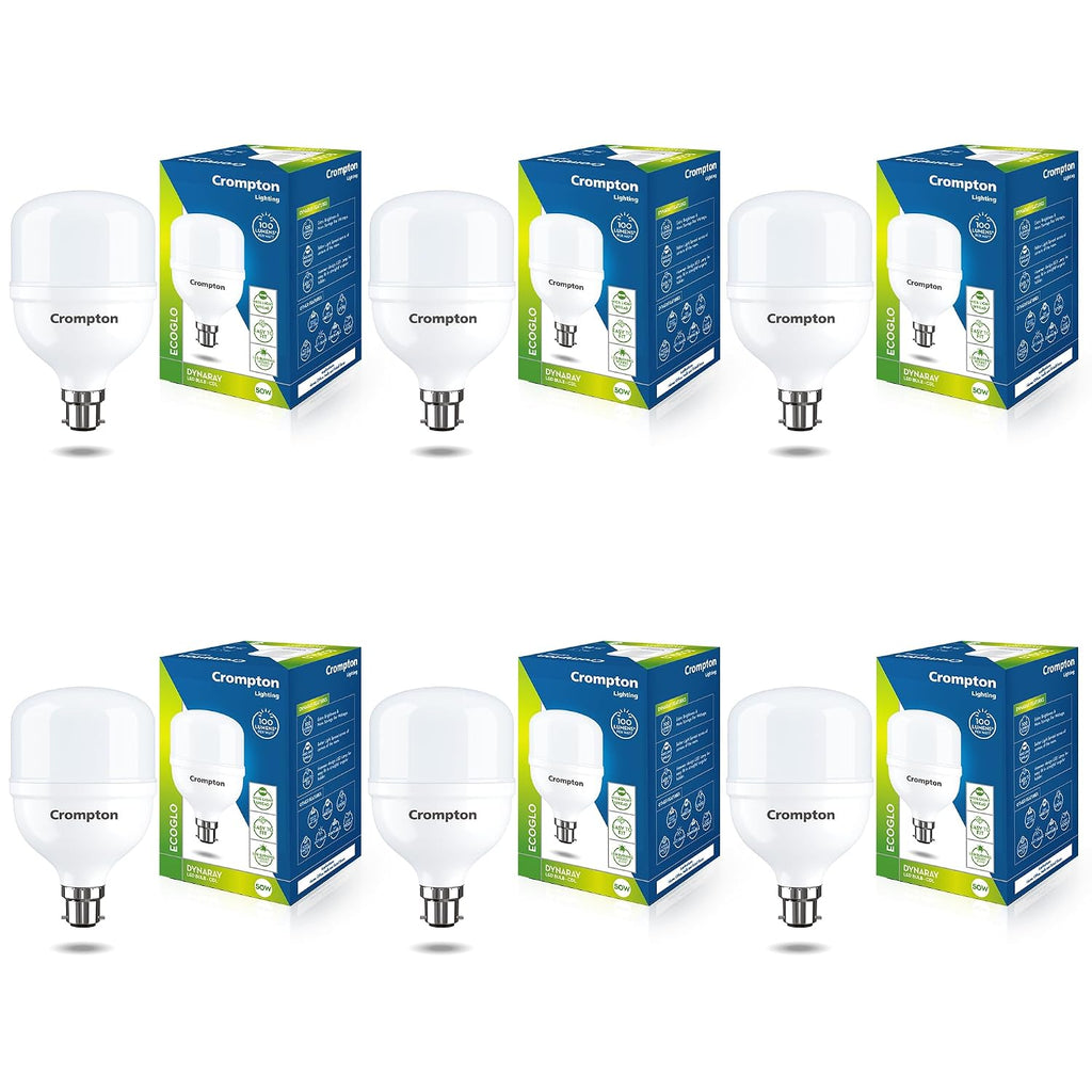 Crompton Pro-2 LED Bulb Combo | 50W | Cool Day Light | B22 Base | Omni Directional Light | Pack of 6