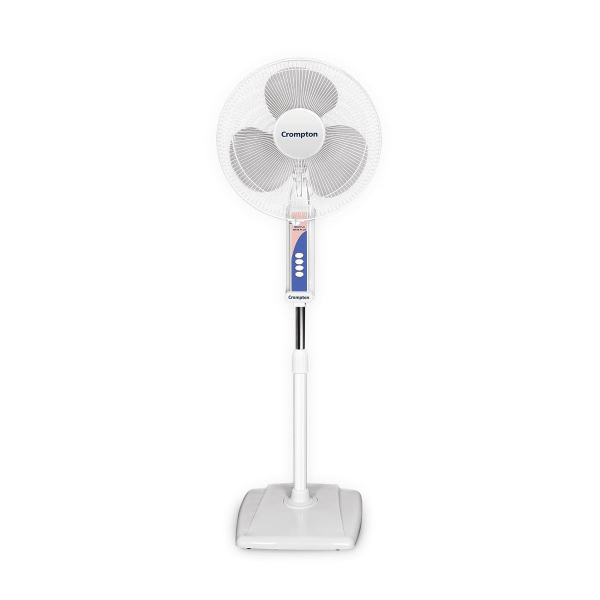 Crompton Wave Plus 400 mm Pedestal Fan | Adjustable Height | Smooth Oscillation | Superior Air Delivery | 2 Year Warranty | White
