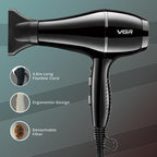 VGR V-414 Professional Hair Dryer for Men & Women, 2200W – 3 Heat & 2 Speed Settings, Cool Shot Button, Ergonomic Design, Double Safety Net, Durable AC Motor, Overheat Protection (Black)