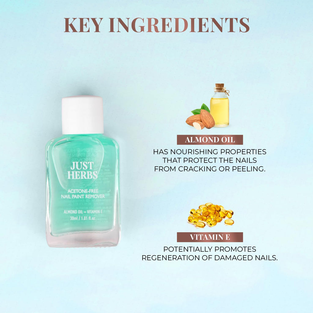 Just Herbs Acetone and Cruelty Free Nail Paint Remover 30 ml