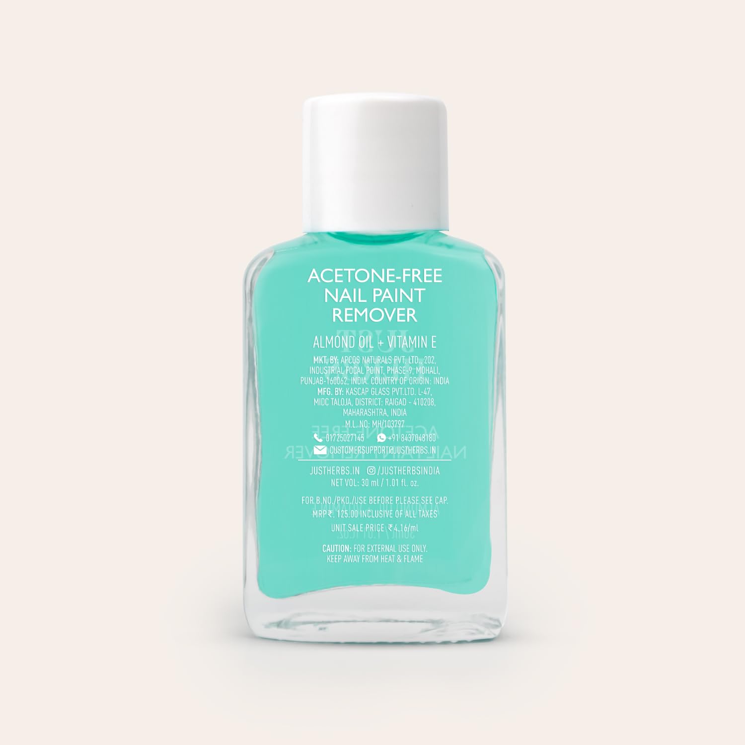 Just Herbs Acetone and Cruelty Free Nail Paint Remover 30 ml