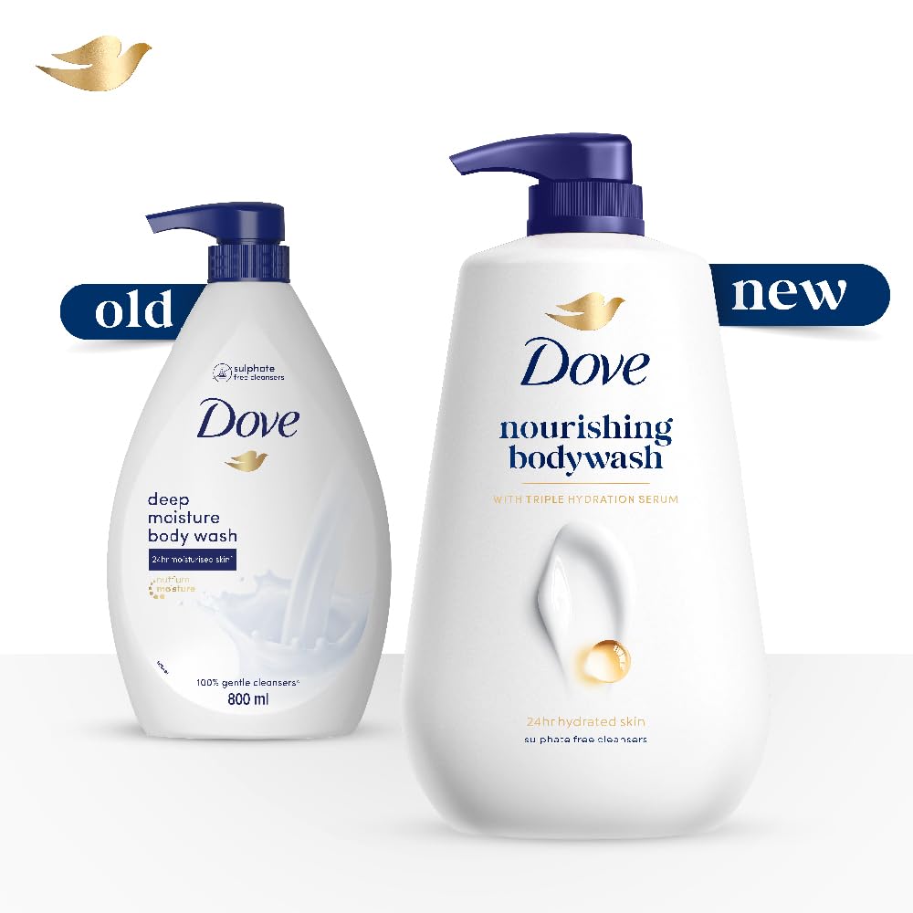 DOVE Nourishing Bodywash, 825ml, for Soft and Smooth Skin, with Triple Hydration Serum & Glycerine, Dermatologically Tested, Paraben-Free, Sulphate-Free