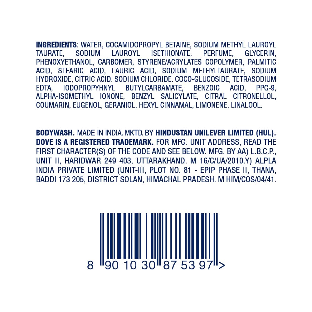 DOVE Nourishing Bodywash, 825ml, for Soft and Smooth Skin, with Triple Hydration Serum & Glycerine, Dermatologically Tested, Paraben-Free, Sulphate-Free