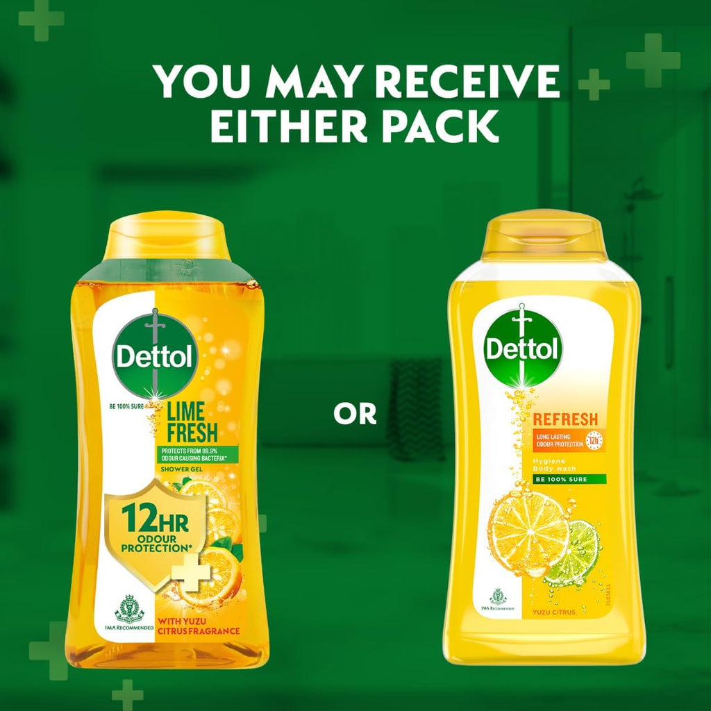 Dettol Lime Fresh Body Wash and Shower Gel for Women and Men, 250ml | Soap-Free Bodywash | 12h Odour Protection
