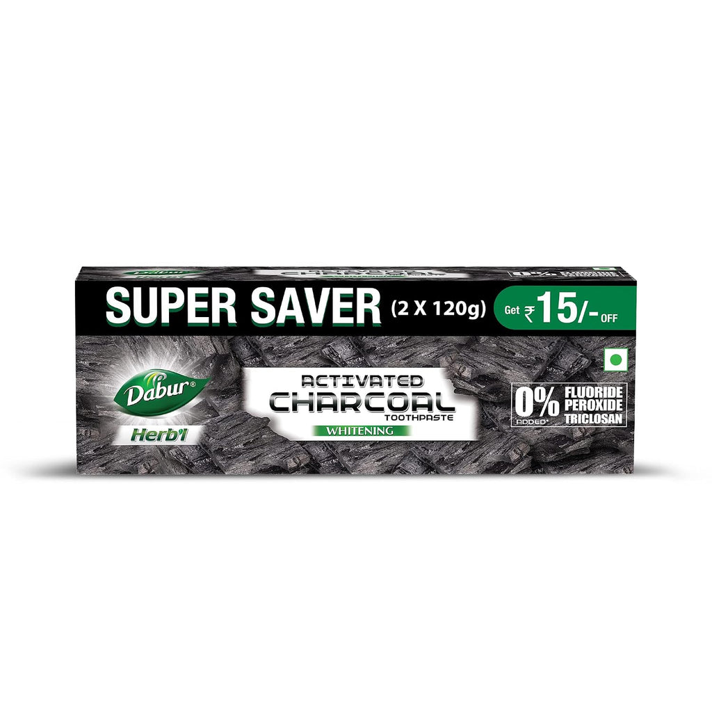 DABUR Herb'L Activated Charcoal Toothpaste 240G (120G x2, Pack of 2)