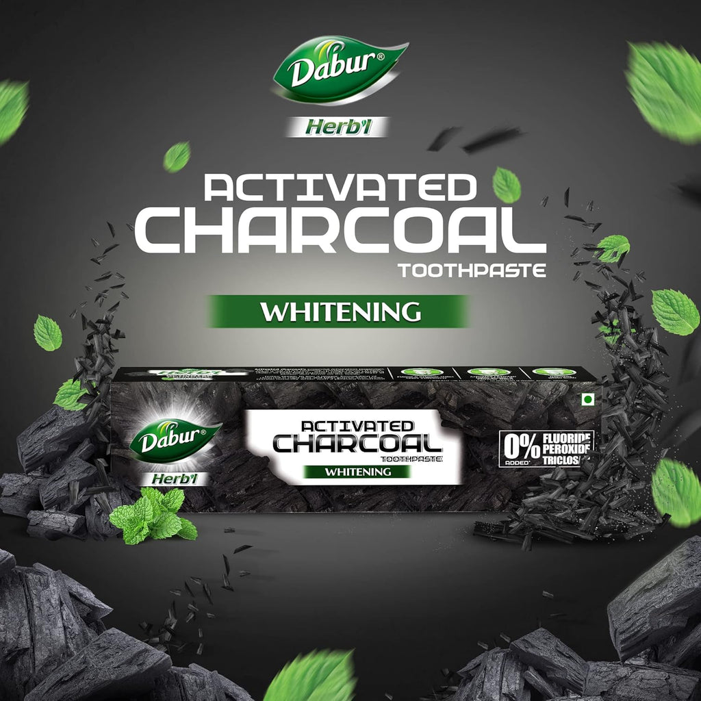 DABUR Herb'L Activated Charcoal Toothpaste 240G (120G x2, Pack of 2)