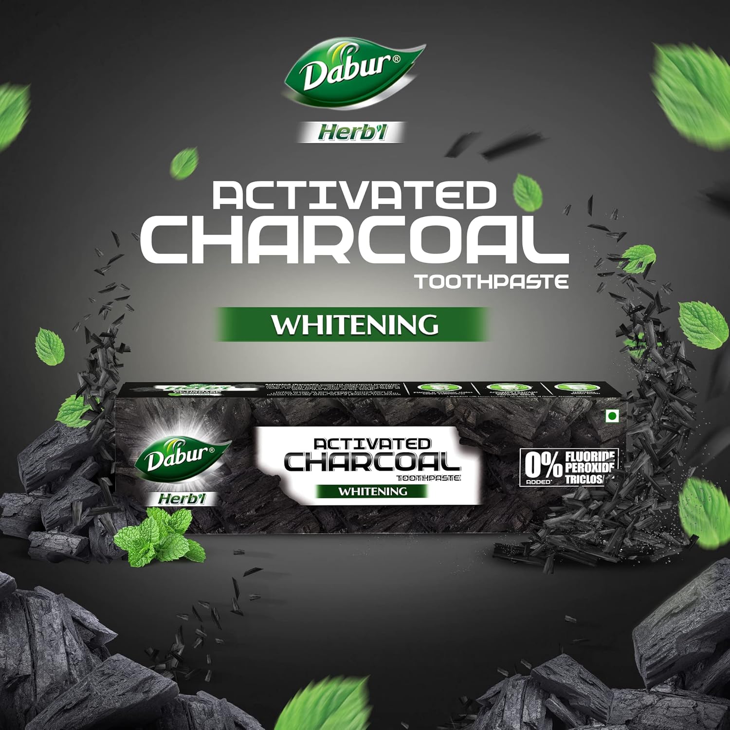 DABUR Herb'L Activated Charcoal Toothpaste 240G (120G x2, Pack of 2)