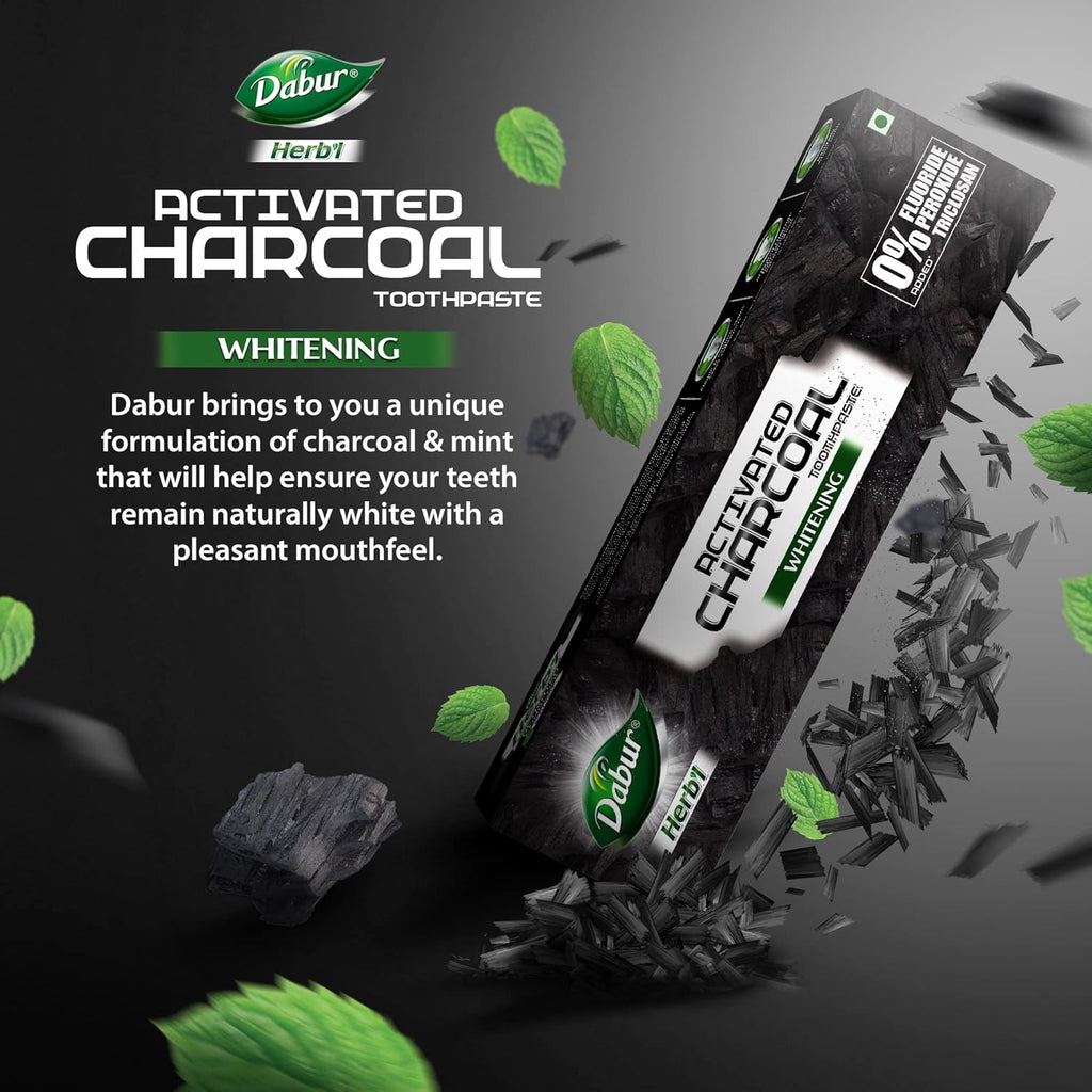DABUR Herb'L Activated Charcoal Toothpaste 240G (120G x2, Pack of 2)