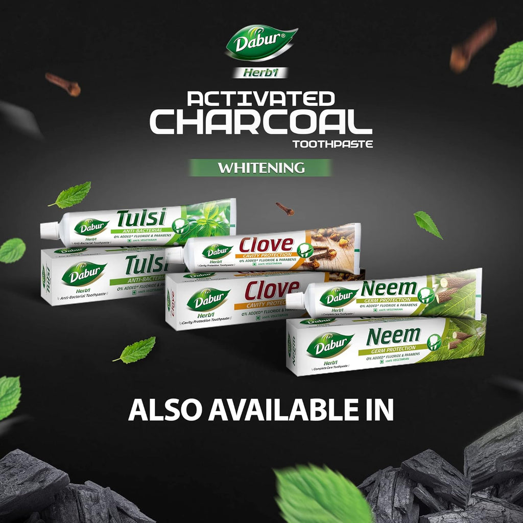 DABUR Herb'L Activated Charcoal Toothpaste 240G (120G x2, Pack of 2)